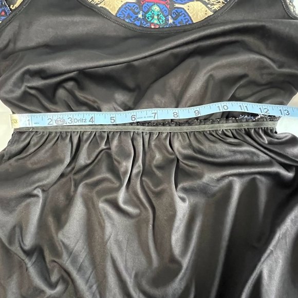 BeBop Black Print Sheer Mini Dress Size Medium Boho Festival Dress - Picture 13 of 15